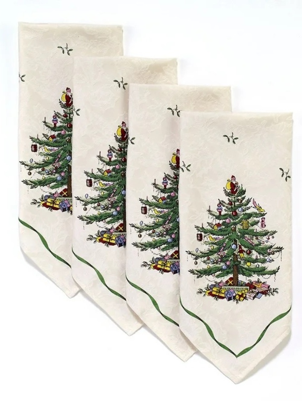 Christmas Tree Printed Holiday Napkins - Set of 4